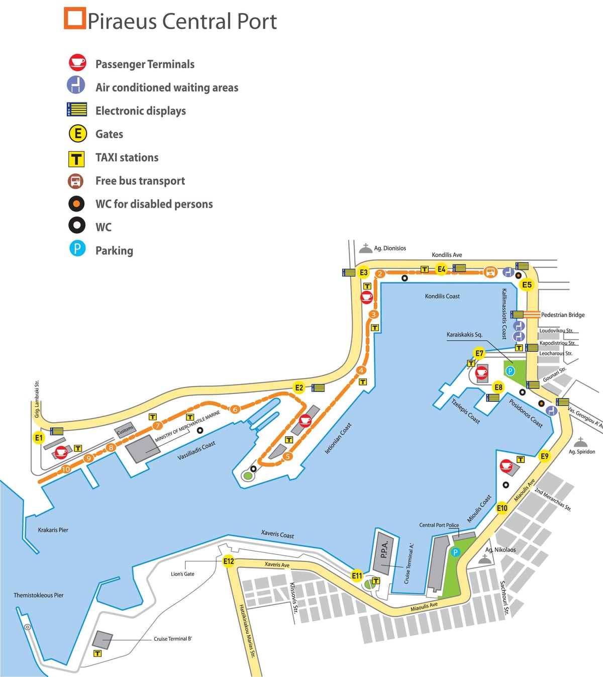 雅典港口地图