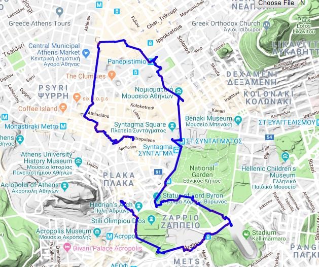 希腊雅典步行游览地图