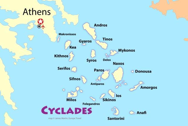 希腊群岛附近的雅典地图