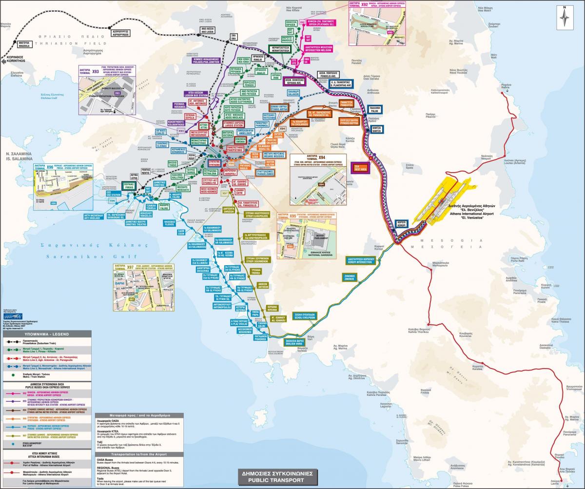 希腊雅典巴士路线的地图