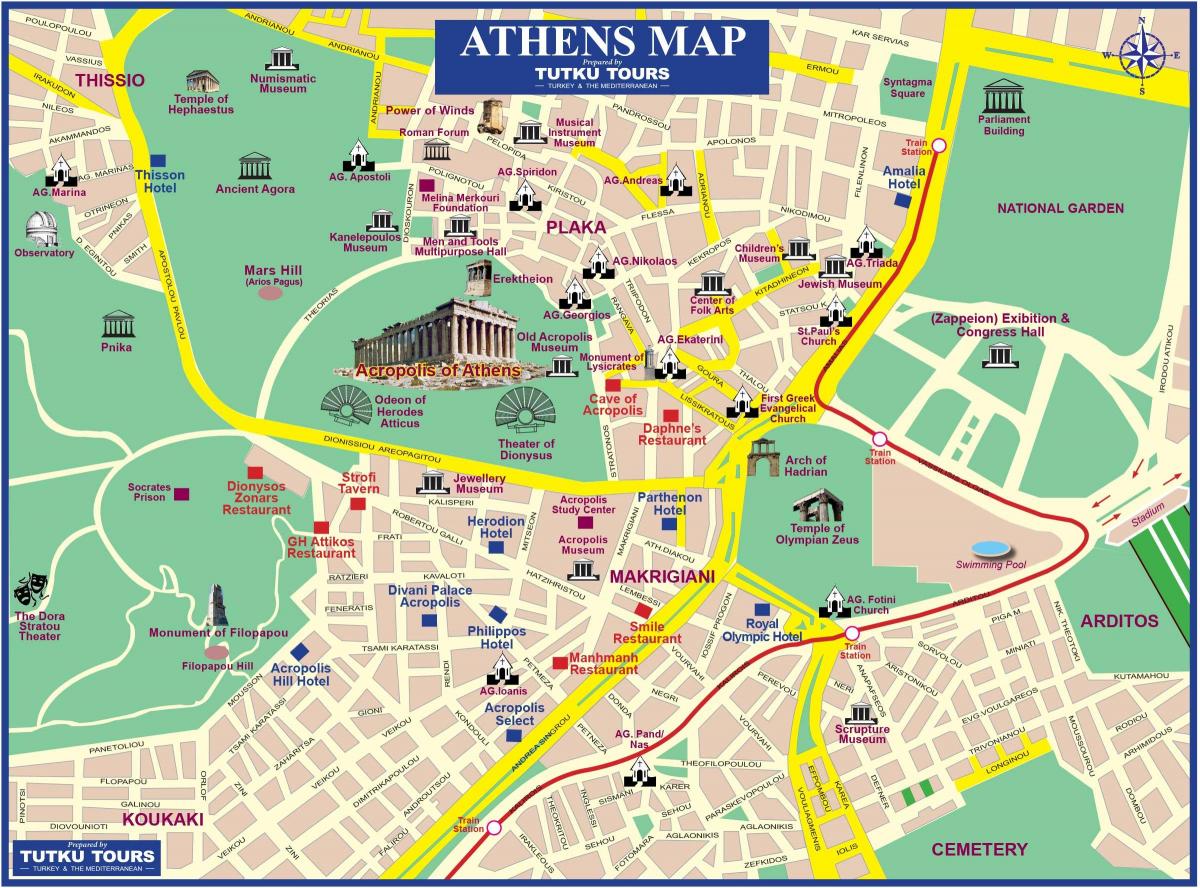 雅典的兴趣点地图