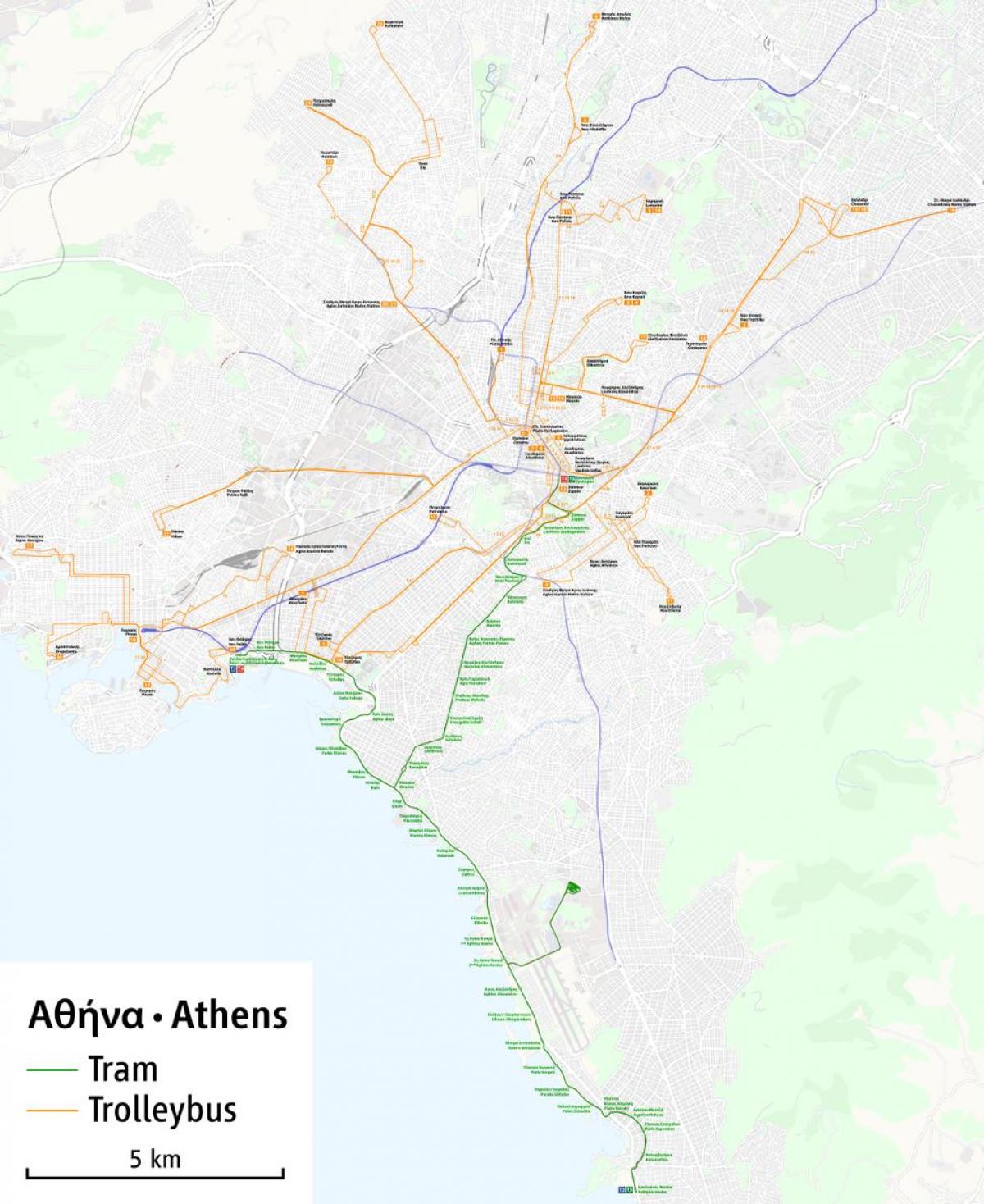 雅典无轨电车线路图