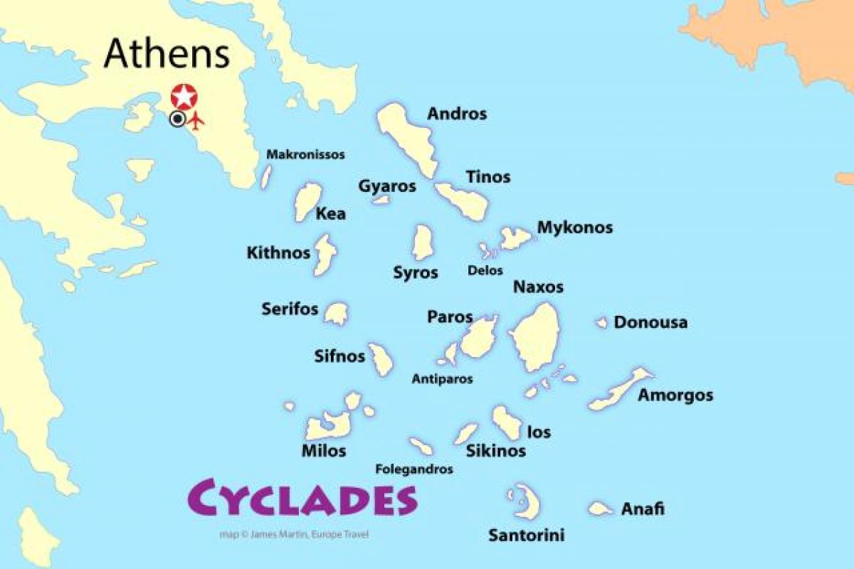 希腊群岛附近的雅典地图