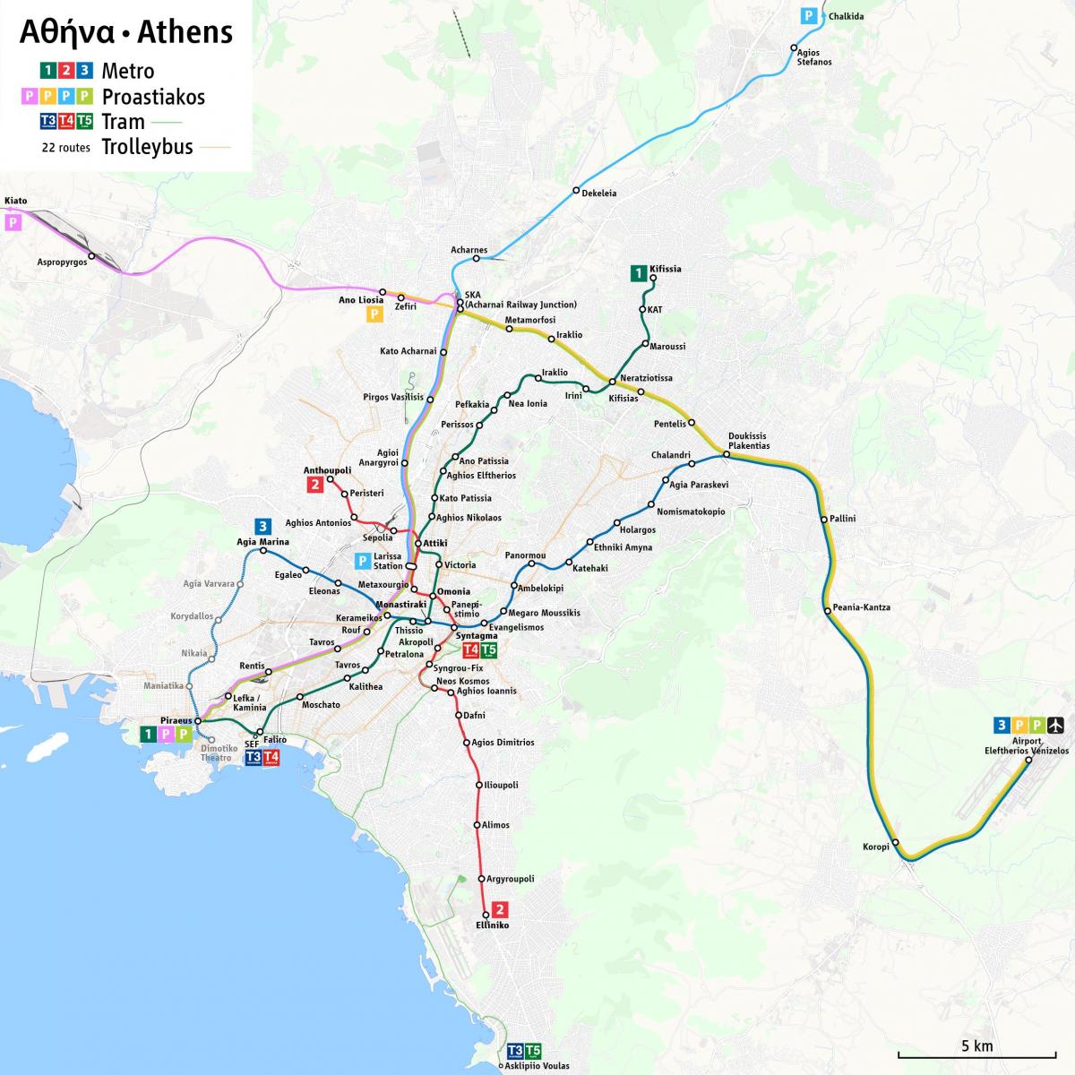 雅典郊区的铁路线图