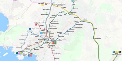 雅典郊区的铁路线图