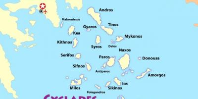 希腊群岛附近的雅典地图